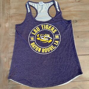 Russell Athletic Purple LSU Tigers Racerback Tank with Yellow Logo